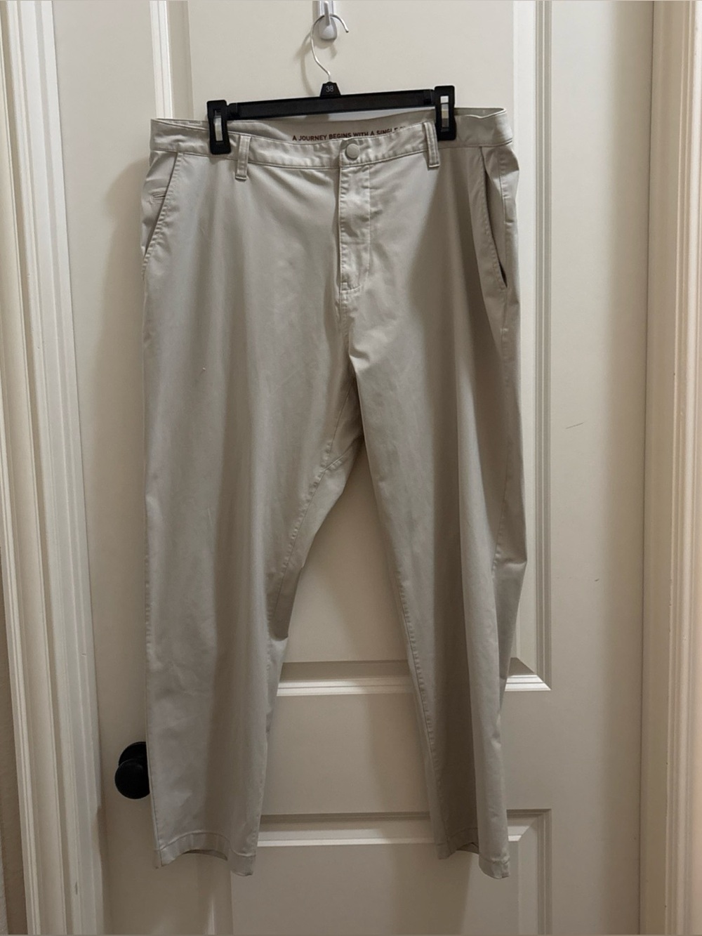 Rhone Pants Mens 38x28 Beige Commuter Slim Chino Stretch Casual Travel Workwear